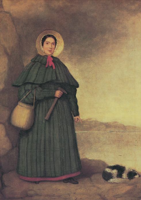 Lyme This portrait of Mary Anning with her collecting basket, hammer and dog (called Tray) was painted after her death