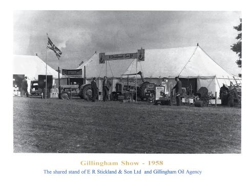 A typical trade stand in the 1950s, including the latest word in tractors
