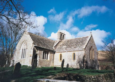 St Mary’s Church, Tyneham, as it is today. Phoebe Grebbell lies in the churchyard, but her grave is unmarked.