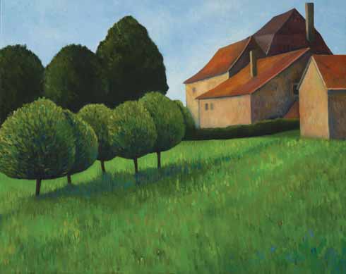 Landscape with small trees, oil on canvas
