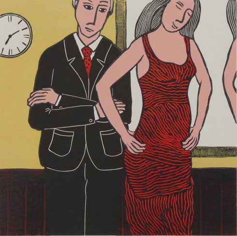 He always found the right thing to say about her newest dress, linoprint