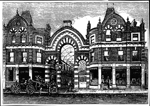 The earliest known picture of Westbourne Arcade, showing it very soon after its opening in 1885