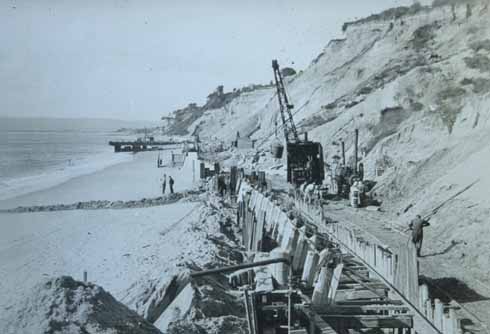 Building the seawall and promenade in the 1930s