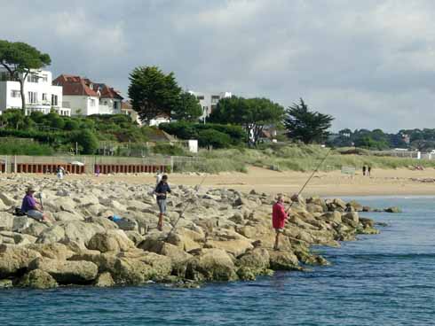 Sandbanks today, showing a combination of rock groynes, steel piling and dune planting