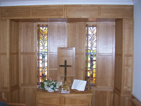 910edShaftesbury5 The chapel’s stained-glass windows were made by the distinguished artist Henry Haig