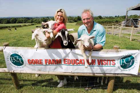 1010edCharity1 Tenant farmers Stuart and Tessa Casely with goats on Gore Farm on the Ernest Cook's Trent Estate