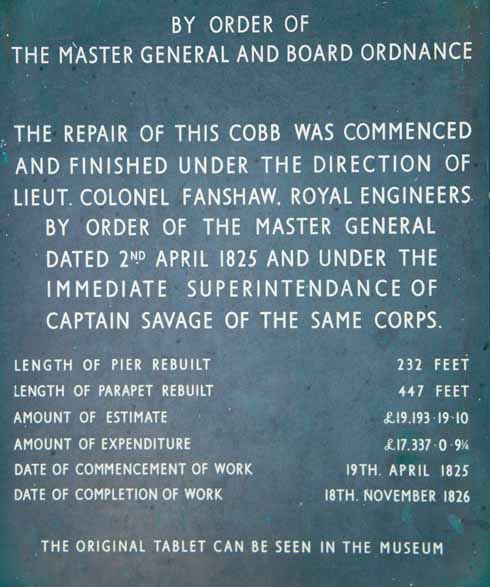 The plaque commemorating the works of 1825-6