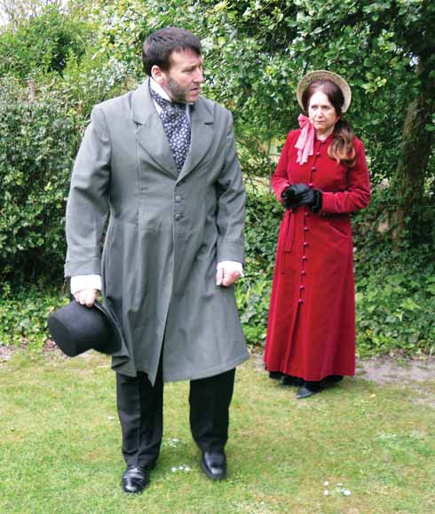 Mark Kelly as Henchard, the eponymous Mayor of Casterbridge, being scolded by Lucetta (played by Dee Thorne) in a 2009 performance by the New Hardy Players