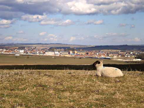 Poundbury as seen from Maiden Castle