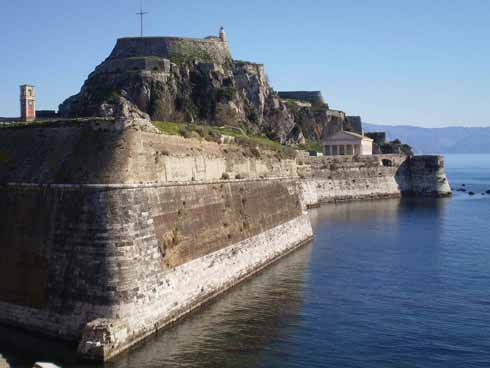 OldFortressCorfuTown CorfeCastle&CorfuOldFrurio The presence or absence of the sea excepted, these similar images of Corfe Castle and the Old Fortress, Corfu Town show their shared martial heritage