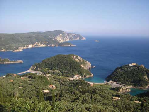 Palaiokastritsa Bays Although there is a little more coniferous woodland in Corfu, these pictures of Palaiokastritsa’s bays and the view from Durlston Castle towards Old Harry Rocks don’t make it seem as if they were taken 1300 miles apart