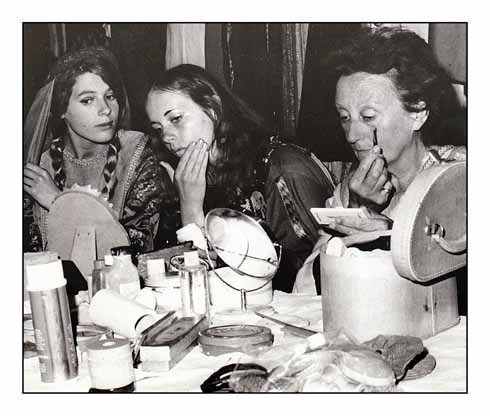 Members of the cast prepare for a performance in 1971