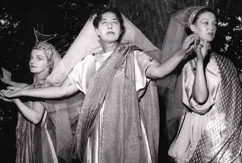 Actors from Brownsea Open Air Theatre pictured in August 1964 in the 1964 production of The Tempest