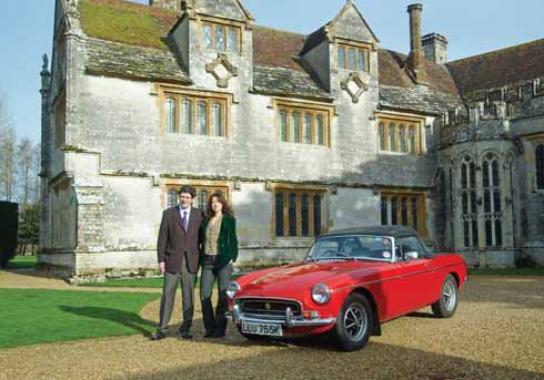 411edHOUSE160211___15 Patrick and Andrea Cooke with the classic MG which was driven by Michael Caine in ‘Sleuth’, filmed at Athelhampton