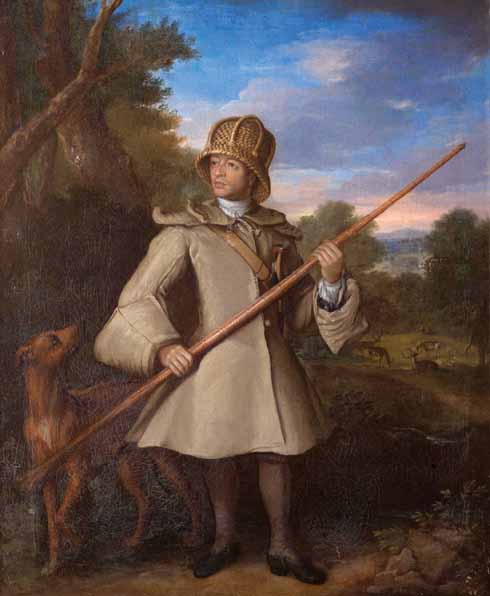 Attr. Robert Byng (fl.1697-1720) Harry Good, Deer Catcher  oil on canvas, early 18th century