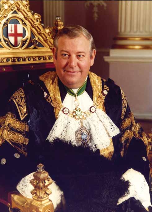 Sir Anthony Jolliffe GBE in his black and gold robes as Lord Mayor of London in 1982