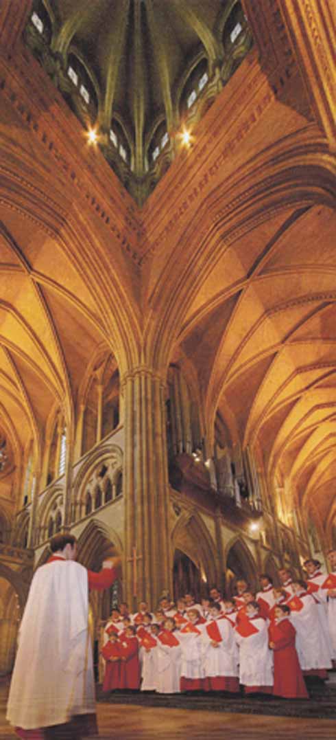 The choir of Truro Cathedral, whose Organ Scholar is one of many who has been helped by the Michael James Music Trust