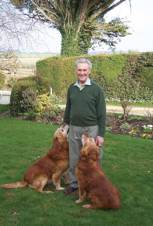 611Lives3 Don at home today, with golden retrievers Spruce and Shadow