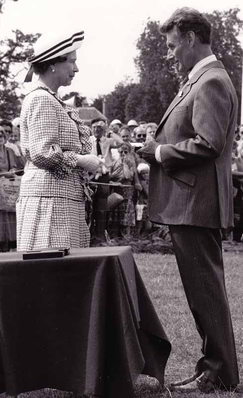 Receiving a Long Service Medal, from HM The Queen, at the Game Fair at Stratfield Saye in 1989