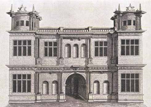The gatehouse at Clifton Maybank dated from around 1600. This engraving is from the first edition of Hutchins (1774) and he described the gatehouse as ‘very beautiful’ and ‘ascribed to Inigo Jones’. In the later 18th century anything early 17th-century and the slightest bit classical was ascribed to Jones. He did not design this.