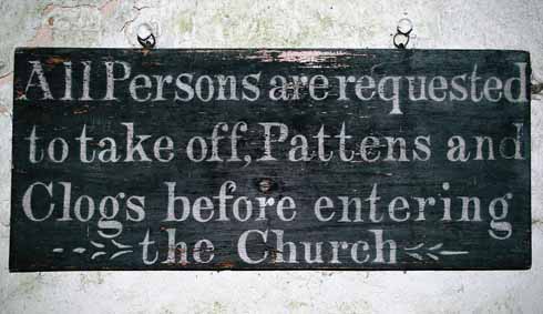 Church sign in porch