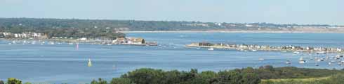The entrance to Christchurch harbour showing Mudeford to the top and the spit from Hengistbury Head to the right