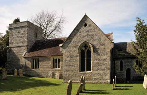 The village church of All Saints is a little austere from the outside, but has a 12th-century font, 14th-century chancel and arch – restored, unusually, in the Georgian era,  a 15th-century tower and nave, a 17th-century pulpit and the rest is Victorian