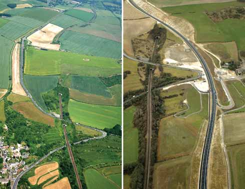 711edOlympics1 The gracious sweep of the new Weymouth relief road ( right) compared with its predecessor and infamous hairpin bend (left)