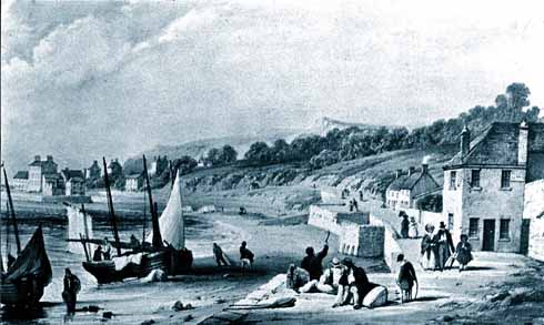 The Walk, looking fashionable about 1833, with well-dressed visitors actually on the path, and contrasting with less smart locals. Courtesy Lyme Regis Philpot Museum