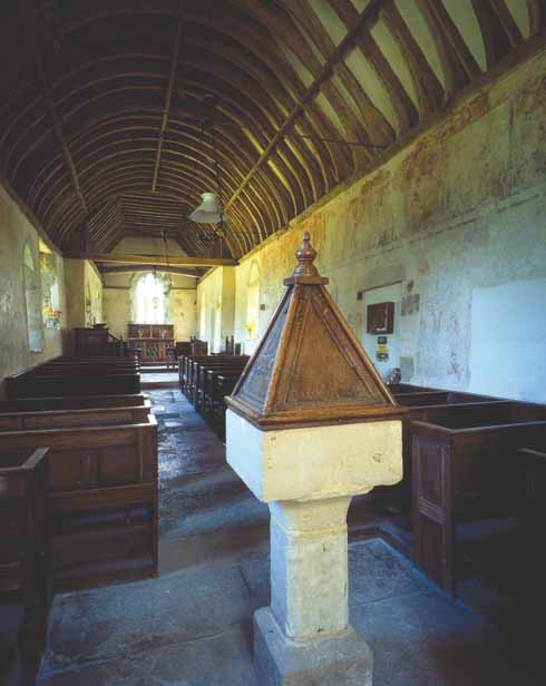 Below A small monastery is thought to have been founded in Tarrant Crawford by Ralph de Kahaines (whence Tarrant Keyneston). The current church of St Mary’s post-dates that monastery (and subsequent nunnery), but contains some wonderful 14th-century wall paintings, rediscovered 100 years ago this year.