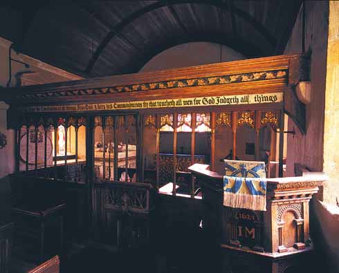 Left The 16th-century wooden screen of St Peter’s church in Winterborne Came were restored in an Arts and Crafts style and the roofs were restored when William Barnes was the incumbent here in 1883