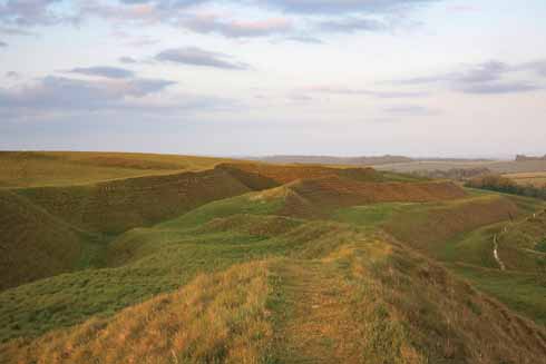 811edWalk1 The impressively-constructed Iron-Age ramparts of Maiden Castle