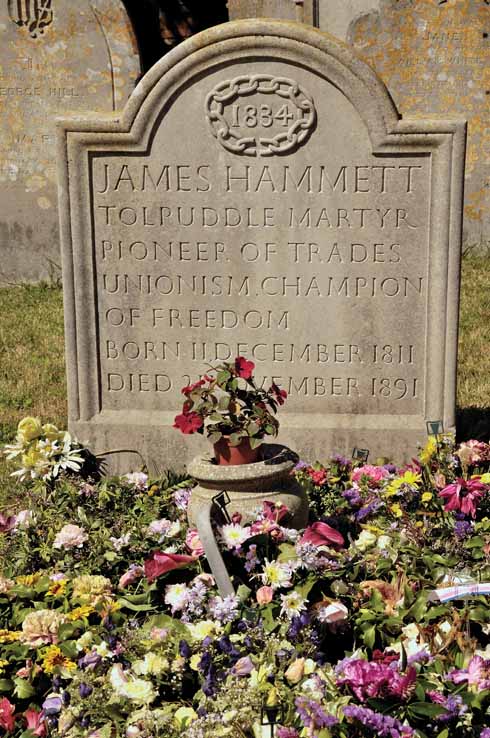 The grave of James Hammett, the only one of the Tolpuddle Martyrs to have stayed in Tolpuddle and the only one not to have been present at the meeting where the ill-fated oaths were sworn