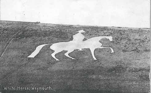 A more dapper White Horse from an Edwardian photograhic postcard owned by Mary Kempe and in the Osmington Archive
