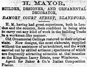 Henry Mayor's advert from the Blandford Express, 24 September 1870
