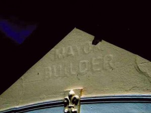 As monuments go, this faint ghost sign, taken  ten years ago, is all that remains of Henry Mayor's  workshop in Damory Court Street Blandford