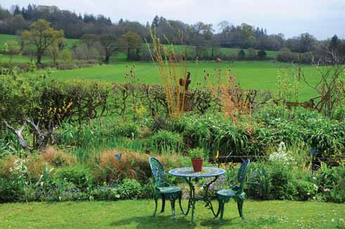he view from the garden towards the distant landscape