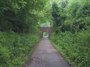 20th-century bridge, built after the railway left, forms part of Jubilee Way