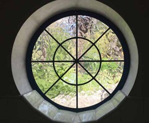 A tiled window surround