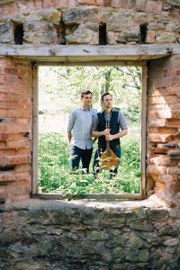 LaBouchardiere (left) and Jon Whitley (right) photographed at Tyneham, about which they wrote their heart-rending song For a Time