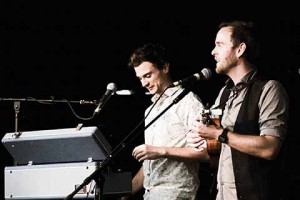 Ninebarrow are happy to sing unaccompanied on stage or indeed to both accompany each other on the harmonium... sometimes both at the same time