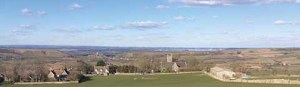 The church has a stunning view of Corfe Castle, with Poole Harbour and Bournemouth beyond